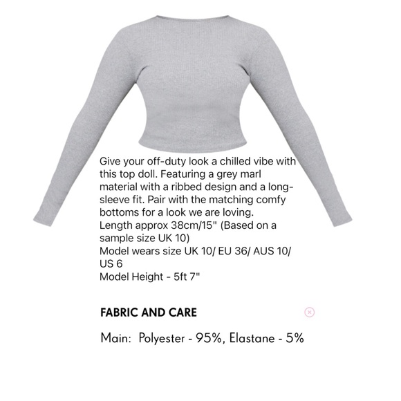 Pretty Little Thing ribbed top/leggings set, gray size 8 - Picture 9 of 12